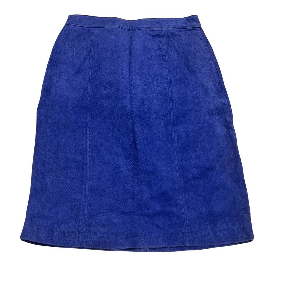 Cayenne Leather Vintage Royal Blue 100% Suede Pencil Skirt Size 8